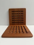 Vintage Mcm Teak Wood Trivet Lattice Waffle Square Danish Modern X2. Fixed Price $35.99.