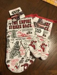 Disney Star Wars Oven Mitts With Red Trim Set Of 2. Fixed Price $12.95.