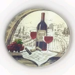 Round Tempered Glass 8" Cutting Board Tile Counter Art Wine Grapes Vtg Trivet. Fixed Price $14.95.