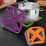 Set Of 5 Silicone Trivet Mat Expandable Hot Pot Holder With Stainless Steel Fram. Fixed Price $28.38.