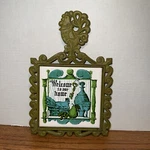Retro Ceramic Cast Iron Trivet 'welcome To Our Home' Japan Rooster Farmhouse. Fixed Price $9.95.