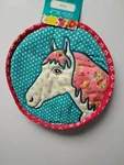 Pioneer Woman Trivet 10" Diameter Horse Quilted Blue With Red Trim. Fixed Price $14.95.