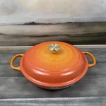 Creuset Signature Enameled Cast Iron Braiser W/crucible Knob Flamme Doree 3.5. Fixed Price $379.95.