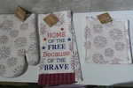 Mabelle Kitchen Towel, Pot Holder, Oven Mitt Set/home Of The Free. Fixed Price $11.00.