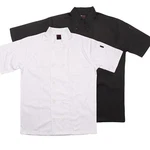 Plastic Button Short Sleeve Coat Black White Unisex Chefs Jackets. Fixed Price $16.91.