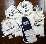La Grande Cuisine Vintage Kitchen Linen Set Apron Towels Pot Holders Nwt France. Fixed Price $36.95.