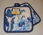 Set Of 2 Blue And White Floral -pot Holders Home Collection 7" Nwt. Fixed Price $7.79.