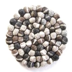 Hand Crafted Felt Trivets From Nepal: Trivet, Tie Dye Grey - Global Groove (t). Fixed Price $22.00.