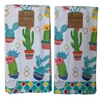 Set Of 2 Cactus Garden Succulent Terry Kitchen Towels By Kay Dee Designs. Fixed Price $16.97.