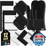 Oven Mitts Kitchen Towels And Dishcloths With Pot Holders Sets, Gloves Hot. Fixed Price $38.27.