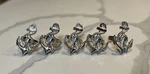 Napkin Rings Set Of 5 Nautical Anchor Design Metal Silver Tone Beach Theme. Fixed Price $24.00.