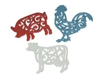 Zeckos Set Of 3 Cast Iron Farm Animal Kitchen Trivets Decorative Wall Hanging. Fixed Price $39.99.