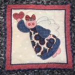 Quilted Pot Holder Decor Folk Angel 8" Multi-color Sunflower Heart. Fixed Price $8.00.