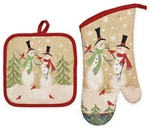 Avanti Christmas Snowman Cotton Potholder Oven Mitt Set Holiday Winter If 2. Fixed Price $28.46.