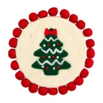 Mud Pie Home Christmas Tree Felt Wool W/ Pompom Trim Trivet Hot Plate. Fixed Price $25.99.