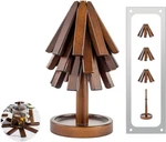 Wooden Tree Shape Trivet Set, Bamboo With Organizer Rack Coaster Home. Fixed Price $46.99.