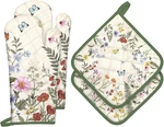 Retro Housewife Oven Mitts And Pot Holders Sets, Cotton Heat. Fixed Price $12.99.
