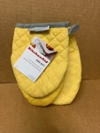 Kitchenaid 2 Mini Mitt Set Pot Holders Yellow 100% Cotton. Fixed Price $14.99.