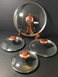 Paula Deen Glass Lids Red Center Copper Knob For Pot/ Pan Replacement Set Of 4. Fixed Price $28.00.