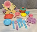 Cdi Play Dishes Rack Measuring Cups Utensils Pots Pans Pretend Kitchen Kids. Fixed Price $25.09.