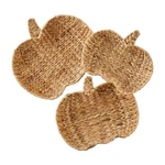 Mud Pie Home Woven Hyacinth Pumpkin Shaped Autumn Basket Bowl Tray Set Of 3. Fixed Price $47.99.