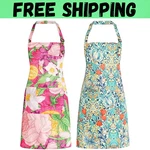 2 Pack Floral Aprons With Pocket Adjustable Kitchen Cooking For Women. Fixed Price $12.59.