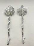 Godinger Silver Plated Salad Serving Set Fork Spoon Leaf Design 11" Long. Fixed Price $24.00.