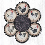 Earth Rugs TNB-430 Roosters Trivets In Basket 10" X. Fixed Price $79.99.
