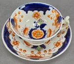 19TH Century British Gaudy Welsh Floral Bone China Tea Cup & Saucer. Fixed Price $85.00.
