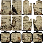 12 Pcs Gothic Kitchen Towels Pot Holders And Oven Mitts Set 4 Raven Dish. Fixed Price $32.29.