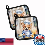 Caroline's Treasures Carolines Corgi The Chef Pair Of Pot Holders. Fixed Price $33.95.