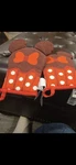 Disney Minnie & Mickey Mouse Oven Mitts Set Red Polka Dot Yellow Cotton. Fixed Price $15.00.