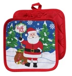 Set Of 2 Santa Claus Holiday Kitchen Pot Holders Hot Pads Christmas Decor 7X7. Fixed Price $9.00.