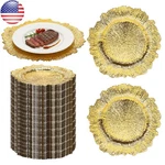 100PACK Bulk Gold Ruffled Rim Charger Plates 12" Reusable Wedding Table Decor. Fixed Price $169.99.