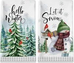 Winter Kitchen Towels, Hello Set Of 2, Christmas Tree Snowflakes D. Fixed Price $19.99.