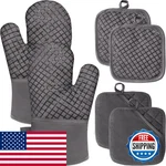 Jizvxe 4 Pcs Oven Mitts And Holdershigh Heat 500F Resistant Glove. Fixed Price $19.86.