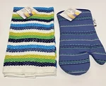 New Logo Blue Kitchen Towel And Matching Oven Mitt Fiestaware. Fixed Price $16.99.