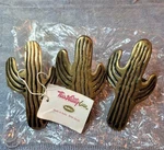Vintage Town & Country Brass Desert Cactus Napkin Ring Holders Set Of 3. Fixed Price $6.50.