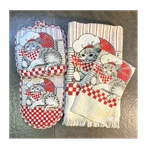 Cannon Franco Cat Pattern Kitchen Set Oven Mitt Potholder Tea Towel Dish Cloth. Fixed Price $8.99.