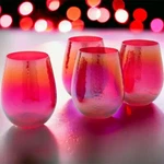 Zodax Art Stemless Wine Glasses Opalescent Hammered Set 4 Iridescent. Fixed Price $52.89.