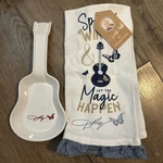 Dolly Parton Guitar Spoon Rest Trinket Dish Butterfly & Towel Viral Kitchen. Fixed Price $14.99.
