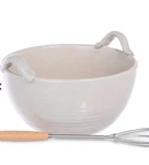 Creative Coop 2 Pc Stoneware Bowl And Metal Whisk Set. Fixed Price $35.00.