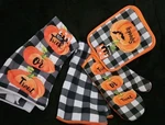 6 Pc Kitchen Towel Potholder Oven Mitt Halloween Pumpkin Theme Set Thanksgiving. Fixed Price $10.00.