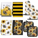 8 Pcs Kitchen Towel Pot Holders And Oven Mitts Set Decoration 4 Dish .... Fixed Price $25.71.