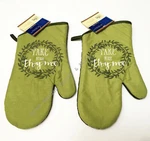 Set 2 Fabric Kitchen Oven Mitts Mittens Gloves Take Your Thyme Green Leaf 13IN. Fixed Price $16.99.
