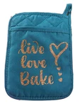 Pot Holder Oven Mitt With Pocket Live Love Bake Teal. Fixed Price $8.99.