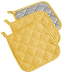 Yellow Cotton Quilted Pot Holders Set Of 3 Heat Resistant Hot Pads 7X7 Inches. Fixed Price $13.99.