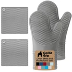 Gorilla Grip Bpa-free Soft Silicone Oven 12.5" Mitts + 7" Trivets, Gray. Fixed Price $43.99.