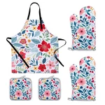 Floral And Oven Mitt Set 5 Piece,pioneer Woman Style Kitchen Aprons Wit.... Fixed Price $34.39.