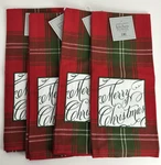 Nwt Dii Design Imports Red Plaid Merry Christmas Kitchen Hand Dish Tea Towel Set. Fixed Price $19.99.